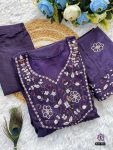 FANCY CHANDERI SILK EMBROIDREY WORK TOP BOTTOM WITH DUPATTA PARTY WEAR WHOLESALE PRICE ETHNIC GARMENT (5)