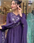 FANCY CHANDERI SILK EMBROIDREY WORK TOP BOTTOM WITH DUPATTA PARTY WEAR WHOLESALE PRICE ETHNIC GARMENT (5)
