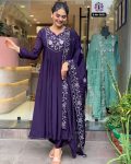FANCY CHANDERI SILK EMBROIDREY WORK TOP BOTTOM WITH DUPATTA PURPLE