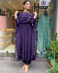 FANCY CHANDERI SILK EMBROIDREY WORK TOP BOTTOM WITH DUPATTA PARTY WEAR WHOLESALE PRICE ETHNIC GARMENT (5)
