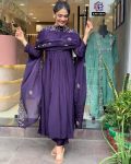 FANCY CHANDERI SILK EMBROIDREY WORK TOP BOTTOM WITH DUPATTA PARTY WEAR WHOLESALE PRICE ETHNIC GARMENT (5)