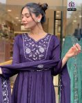 FANCY CHANDERI SILK EMBROIDREY WORK TOP BOTTOM WITH DUPATTA PARTY WEAR WHOLESALE PRICE ETHNIC GARMENT (5)
