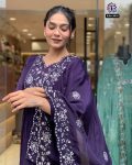 FANCY CHANDERI SILK EMBROIDREY WORK TOP BOTTOM WITH DUPATTA PARTY WEAR WHOLESALE PRICE ETHNIC GARMENT (5)