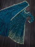 FANCY CHINO SEQUENCE EMBROIDERY WORK NAYRA CUT KURTI SHARARA WITH DUPATTA PARTY WEAR WHOLESALE PRICE ETHNIC GARMKENT (10)
