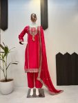 FANCY CHINON CODING SEQUENCE EMBROIDERY WORK TOP BOTTOM WITH DUPATTA PARTY WEAR WHOLESALE PRICE ETHNIC GARMENT (3)