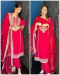 FANCY CHINON CODING SEQUENCE EMBROIDERY WORK TOP BOTTOM WITH DUPATTA RANI
