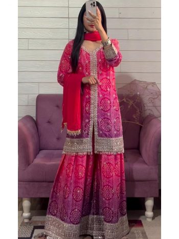 FANCY CHINON EMBROIDERY CODING SEQUENCE WORK TOP PALAZZO WITH DUPATTA RANI