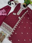 FANCY CHINON EMBROIDERY SEQUENCE WORK TOP BOTTOM WITH DUPATTA PARTY WEAR WHOLESALE PRICE ETHNIC GARMENT (5)