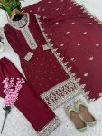 FANCY CHINON EMBROIDERY SEQUENCE WORK TOP BOTTOM WITH DUPATTA PARTY WEAR WHOLESALE PRICE ETHNIC GARMENT (5)