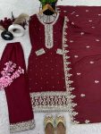 FANCY CHINON EMBROIDERY SEQUENCE WORK TOP BOTTOM WITH DUPATTA PARTY WEAR WHOLESALE PRICE ETHNIC GARMENT (5)