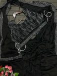 FANCY CHINON EMBROIDERY WORK READY TO WEAR SAREE WITH STITCHED BLOUSE AND WAIST BELT PARTY WEAR WHOLESALE PRICE ETHNIC GARMENT (6)