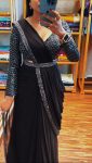 FANCY CHINON EMBROIDERY WORK READY TO WEAR SAREE WITH STITCHED BLOUSE AND WAIST BELT PARTY WEAR WHOLESALE PRICE ETHNIC GARMENT (6)