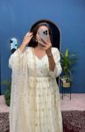 FANCY CHINON EMBROIDERY WORK WITH FANCY LACE WORK GOWN BOTTOM WITH DUPATTA FESTIVE WEAR WHOLESALE PRICE ETHNIC GARMENT (3)