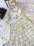 FANCY CHINON EMBROIDERY WORK WITH FANCY LACE WORK GOWN BOTTOM WITH DUPATTA FESTIVE WEAR WHOLESALE PRICE ETHNIC GARMENT (3)