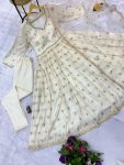 FANCY CHINON EMBROIDERY WORK WITH FANCY LACE WORK GOWN BOTTOM WITH DUPATTA FESTIVE WEAR WHOLESALE PRICE ETHNIC GARMENT (3)