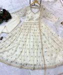 FANCY CHINON EMBROIDERY WORK WITH FANCY LACE WORK GOWN BOTTOM WITH DUPATTA FESTIVE WEAR WHOLESALE PRICE ETHNIC GARMENT (3)