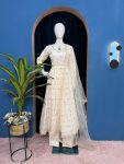 FANCY CHINON EMBROIDERY WORK WITH FANCY LACE WORK GOWN BOTTOM WITH DUPATTA FESTIVE WEAR WHOLESALE PRICE ETHNIC GARMENT (3)