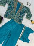 FANCY CHINON EMBROIDREY MOTI LACE WORK BLOUSE KOTI WITH PALAZZO PARTY WEAR WHOLESALE PRICE ETHNIC GARMENT (12)