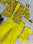 FANCY CHINON EMBROIDREY MOTI LACE WORK BLOUSE KOTI WITH PALAZZO PARTY WEAR WHOLESALE PRICE ETHNIC GARMENT (7)