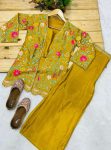 FANCY CHINON FLORAL EMBROIDERY WORK PALAZZO BLOUSE WITH KOTI PARTY WEAR WHOLESALE PRICE ETHNIC GARMENT (3)