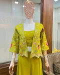 FANCY CHINON FLORAL EMBROIDERY WORK PALAZZO BLOUSE WITH KOTI PARTY WEAR WHOLESALE PRICE ETHNIC GARMENT (3)