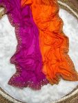 FANCY CHINON HAND DYEING EMBROIDERY SEQUENCE WORK SAREE WITH UNSTITCHED BLOUSE PARTY WEAR WHOLESALE PRICE ETHNIC GARMENT (6)