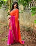 FANCY CHINON HAND DYEING EMBROIDERY SEQUENCE WORK SAREE WITH UNSTITCHED BLOUSE PARTY WEAR WHOLESALE PRICE ETHNIC GARMENT (6)