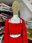FANCY CHINON HANGING LACE WORK TUBE TOP DRAPED SKIRT WITH SHRUG PARTY WEAR WHOLESALE PRICE ETHNIC GARMENT (8)