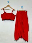 FANCY CHINON HANGING LACE WORK TUBE TOP DRAPED SKIRT WITH SHRUG PARTY WEAR WHOLESALE PRICE ETHNIC GARMENT (8)