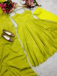 FANCY CHINON SILK EMBROIDERY SEQUENCE WORK GOWN BOTTOM WITH DUPATTA PARTY WEAR WHOLESALE PRICE ETHNIC GARMENT (4)