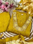 FANCY CHINON SILK EMBROIDERY WORK TOP BOTTOM WITH DUPATTA PARTY WEAR WHOLESALE PRICE ETHNIC GARMENT (3)