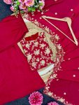 FANCY CHINON SILK MULTI THREAD EMBROIDREY SEQUENCE WORK TOP PALAZZO WITH DUPATTA PARTY WEAR WHOLESALE PRICE ETHNIC GARMENT (4)