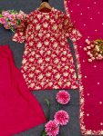 FANCY CHINON SILK MULTI THREAD EMBROIDREY SEQUENCE WORK TOP PALAZZO WITH DUPATTA PARTY WEAR WHOLESALE PRICE ETHNIC GARMENT (4)