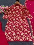 FANCY CHINON SILK MULTI THREAD EMBROIDREY SEQUENCE WORK TOP PALAZZO WITH DUPATTA PARTY WEAR WHOLESALE PRICE ETHNIC GARMENT (4)