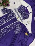 FANCY CHINON SILK PLAIN READY TO WEAR SAREE WITH EMBROIDERY SEQUENCE WOTK STITCHED BLOUSE AND KOTI PARTY WEAR WHOLESALE PRICE ETHNIC GARMENT (9)