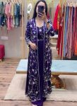 FANCY CHINON SILK PLAIN READY TO WEAR SAREE WITH EMBROIDERY SEQUENCE WOTK STITCHED BLOUSE AND KOTI PARTY WEAR WHOLESALE PRICE ETHNIC GARMENT (9)