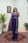 FANCY CHINON SILK PLAIN READY TO WEAR SAREE WITH EMBROIDERY SEQUENCE WOTK STITCHED BLOUSE AND KOTI PARTY WEAR WHOLESALE PRICE ETHNIC GARMENT (9)