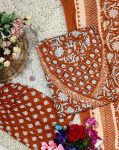 FANCY COTTON PRINTED EMBROIDERY LACE WORK GOWN BOTTOM WITH DUPATTA PARTY WEAR WHOLESALE PRICE ETHNIC GARMENT (7)