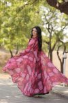 FANCY FAUX GEORGETTE CRUSH PLEATING WORK LEHENGA WITH PRINTED STITCHED BLOUSE AND SHRUG PARTY WEAR WHOLESALE PRICE ETHNIC GARMENT (3)