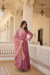 FANCY FAUX GEORGETTE EMBROIDERY SEQUENCE WORK GOWN WITH DUPATTA PARTY WEAR WHOLESALE PRICE ETHNIC GARMENT (8)