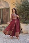 FANCY FAUX GEORGETTE EMBROIDERY WORK TOP BOTTOM WITH DUPATTA FESTIVE WEAR WHOLESALE PRICE ETHNIC GARMENT (10)