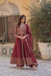 FANCY FAUX GEORGETTE EMBROIDERY WORK TOP BOTTOM WITH DUPATTA FESTIVE WEAR WHOLESALE PRICE ETHNIC GARMENT (10)