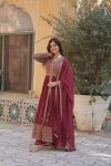 FANCY FAUX GEORGETTE EMBROIDERY WORK TOP BOTTOM WITH DUPATTA FESTIVE WEAR WHOLESALE PRICE ETHNIC GARMENT (10)