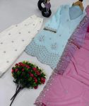 FANCY FRENCH CREPE EMBROIDERY SEQUENCE WORK TOP PALAZZO WITH DUPATTA PARTY WEAR WHOLESALE PRICE ETHNIC GARMENT (3)