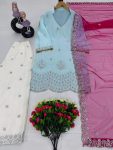 FANCY FRENCH CREPE EMBROIDERY SEQUENCE WORK TOP PALAZZO WITH DUPATTA PARTY WEAR WHOLESALE PRICE ETHNIC GARMENT (3)