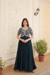 FANCY GEORGETTE BLOOMING EMBROIDERY ZARI SEQUENCE WORK ONLY GOWN PARTY WEAR WHOLESALE PRICE ETHNIC GARMENT (7)