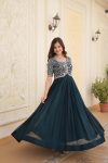 FANCY GEORGETTE BLOOMING EMBROIDERY ZARI SEQUENCE WORK ONLY GOWN PARTY WEAR WHOLESALE PRICE ETHNIC GARMENT (7)
