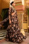 FANCY GEORGETTE DIGITAL PRINTED RUFFLE WORK LEHENGA SAREE WITH STITCHED BLOUSE PARTY WEAR WHOLESALE PRICE ETHNIC GARMENT (3)