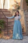 FANCY GEORGETTE EMBROIDERY BEADS SEQUENCE WORK GOWN WITH DUPATTA PARTY WEAR WHOLESALE PRICE ETHNIC GARMENT (2)