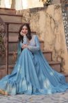 FANCY GEORGETTE EMBROIDERY BEADS SEQUENCE WORK GOWN WITH DUPATTA PARTY WEAR WHOLESALE PRICE ETHNIC GARMENT (2)